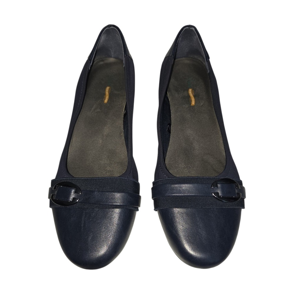 Yuu Mirey Navy Blue Buckle Memory Foam Ballet Flats Womens 11